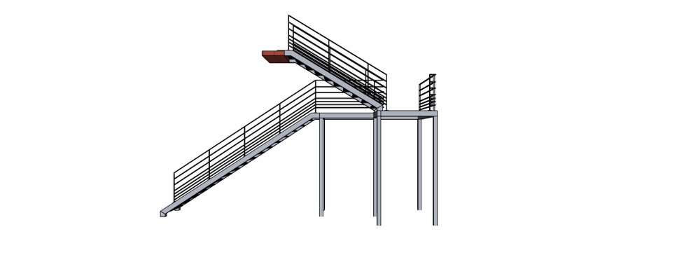 Escalier métallique quart tournant 3D